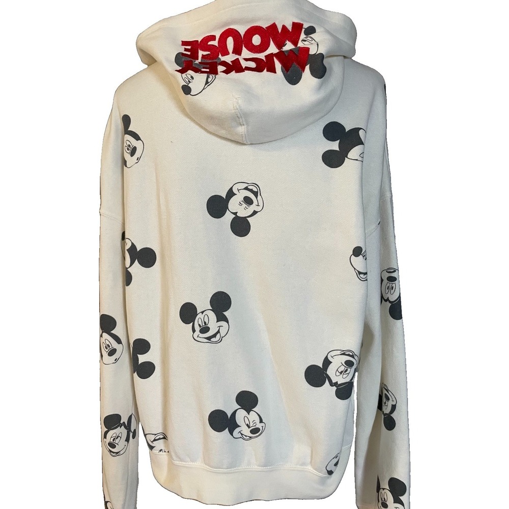 Disney Mickey Mouse Signature Hoodie Women's XL White Red Embroidery Classic